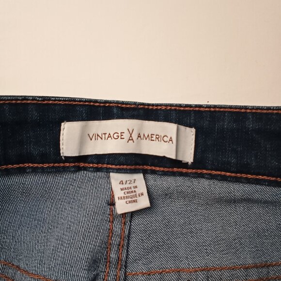 Vintage America Jeans Size 4/27 Weekend Crop Mid Rise Skinny Leg Dark Wash - Picture 5 of 10